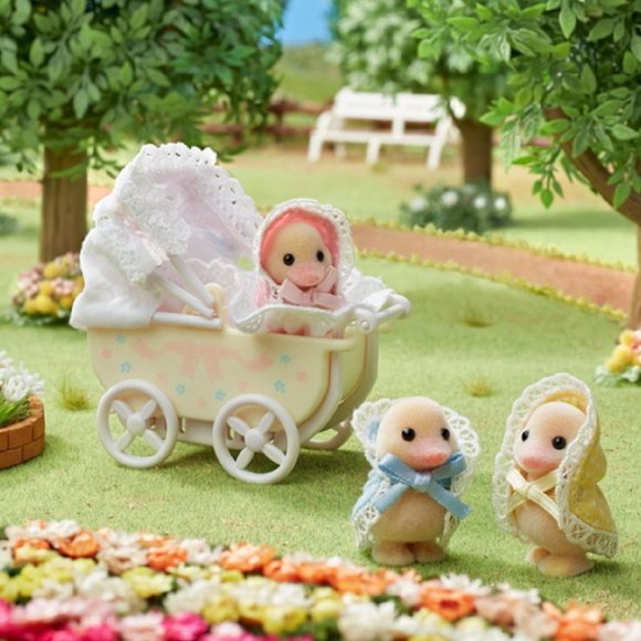 Calico Critters Baby DUCK Triplets With Pram Sylvanian Families Limited Edition - Picture 6 of 9